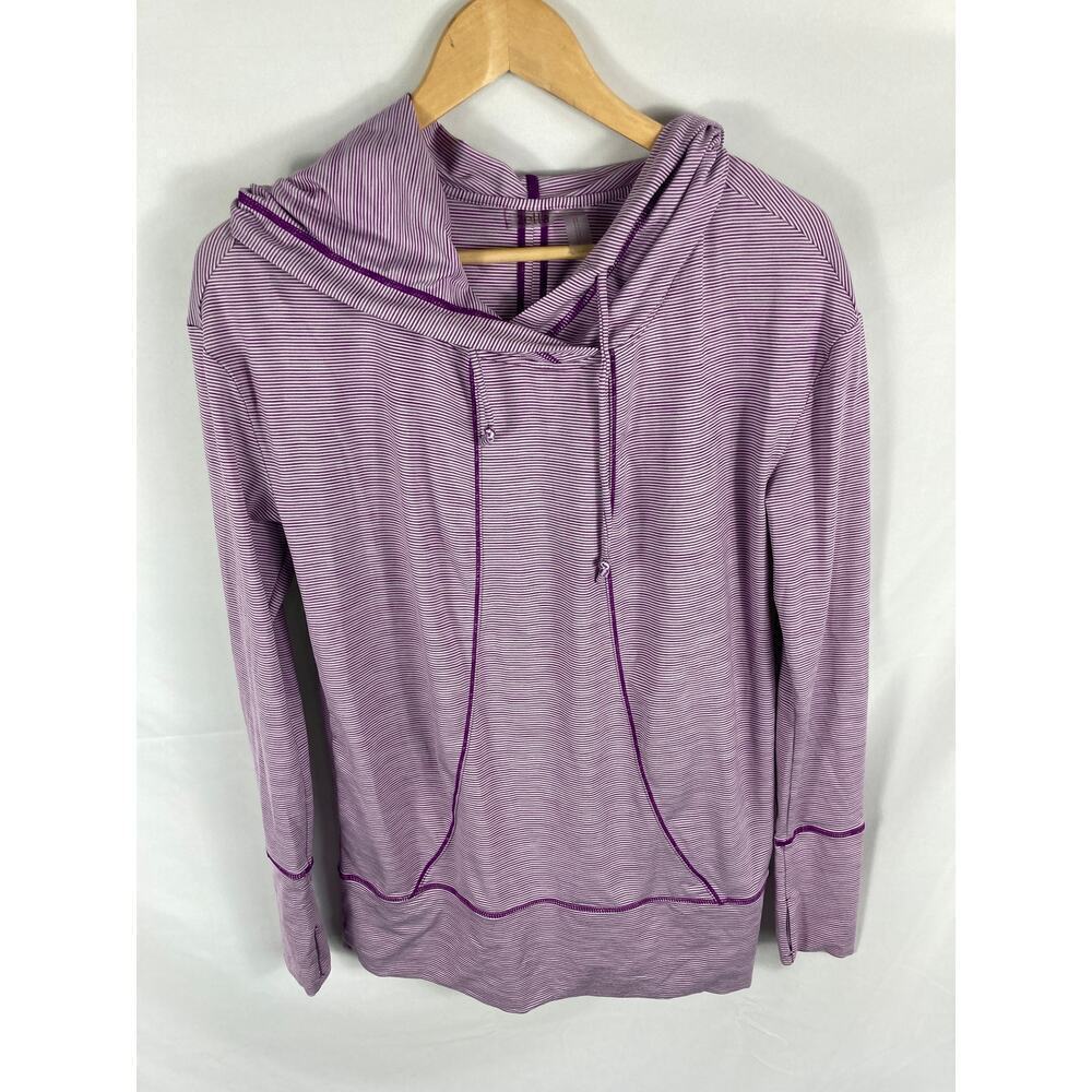 Zella Purple Stripe Open Back Activewear Hoodie Size Small